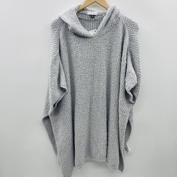 Charter Club Womens One Size Hooded Soft Knit Poncho Pullover Shirt in Gray $68 - Picture 2 of 7